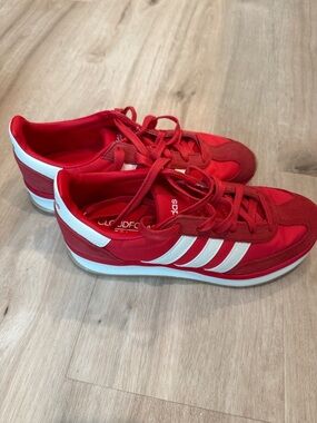 adidas Red Sneakers with White Stripes